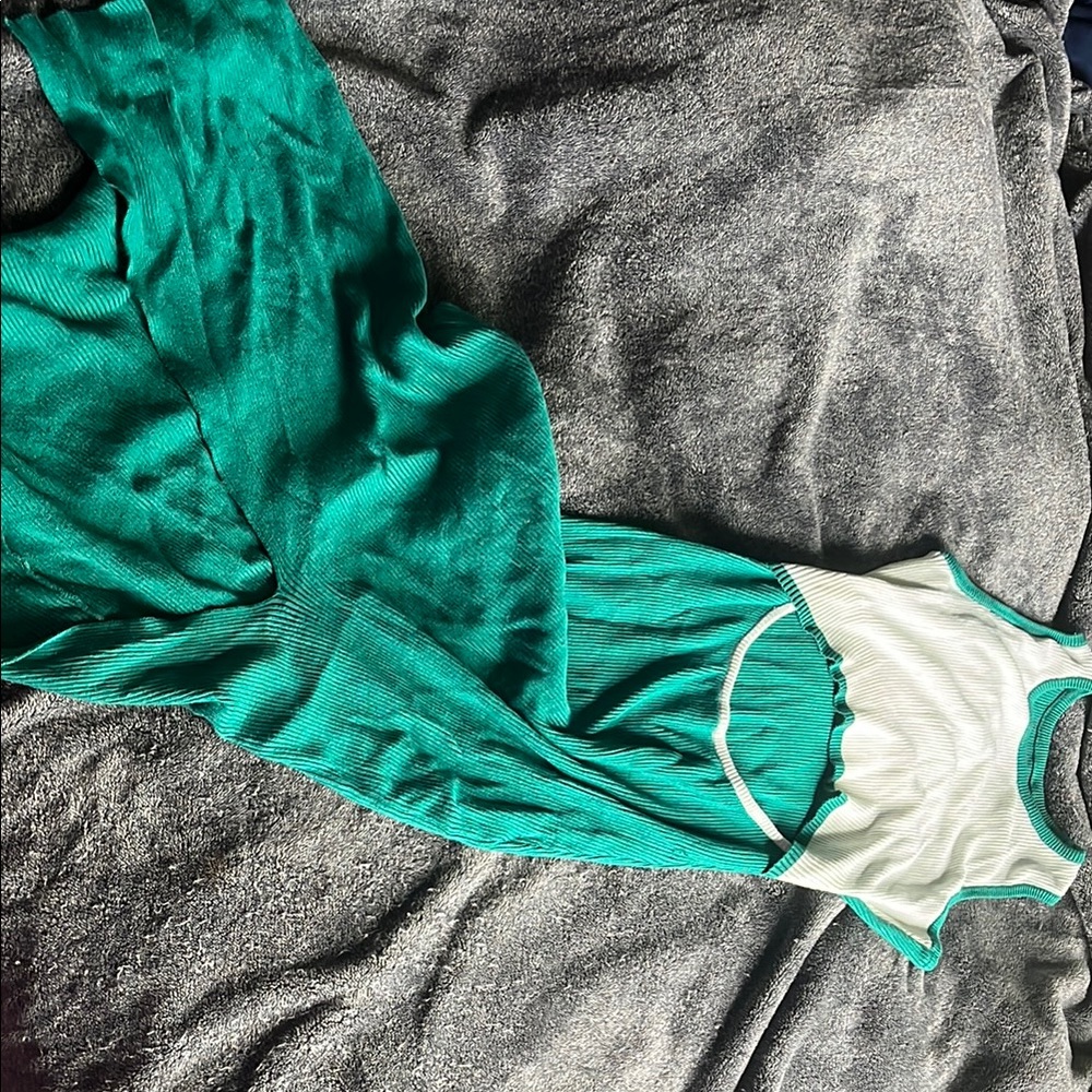 Express Green and White Maxi Dress